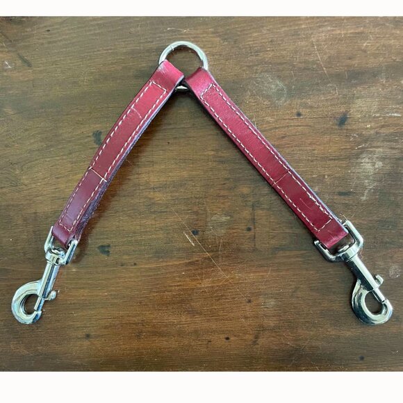 Dog Leash Coupler, Red Leather - Picture 1 of 1